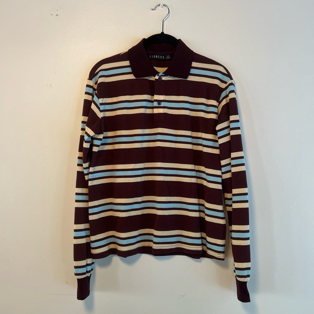Lioness striped long sleeve polo